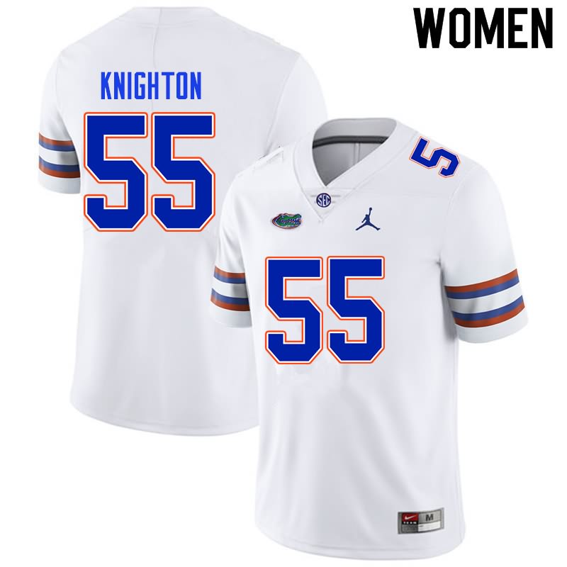 NCAA Florida Gators Hayden Knighton Women's #55 Nike White Stitched Authentic College Football Jersey YEE2064PR